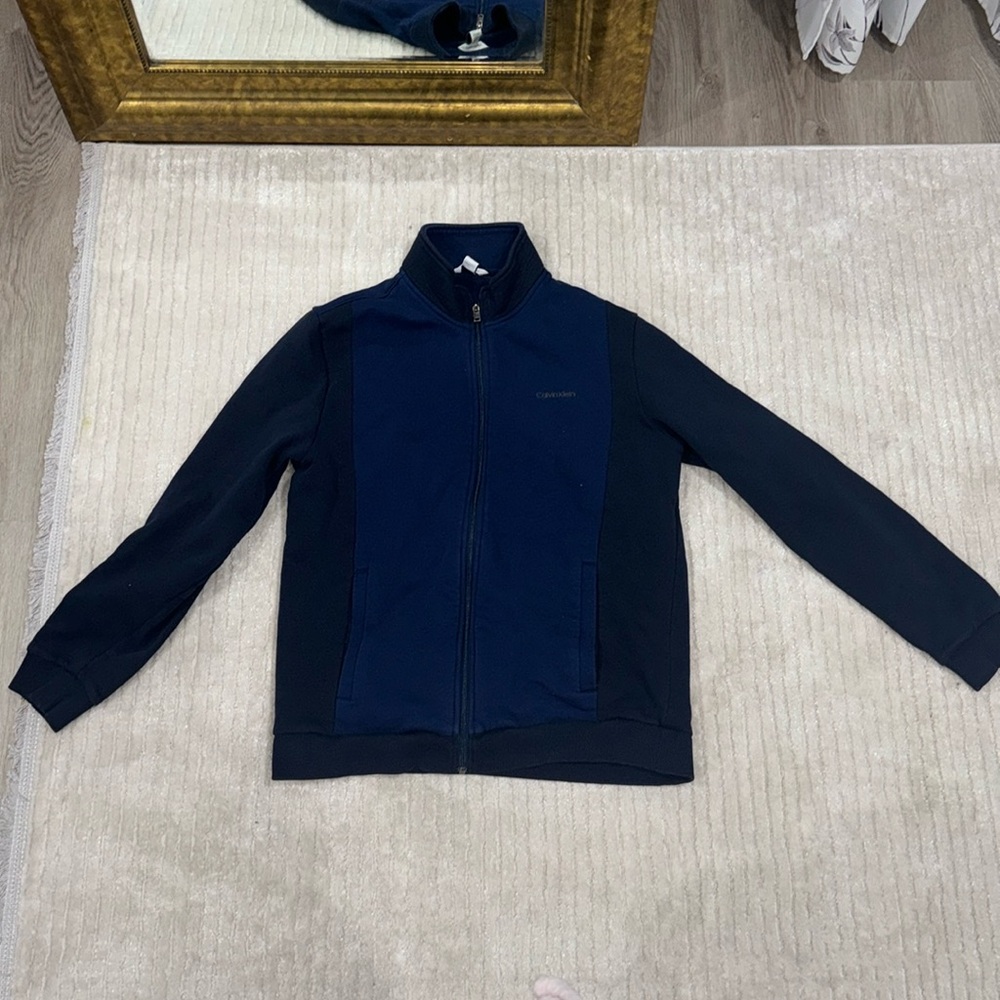 Calvin Klein Navy Blue Men’s Zip Up Sweater Size L